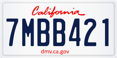 CA license plate 7MBB421