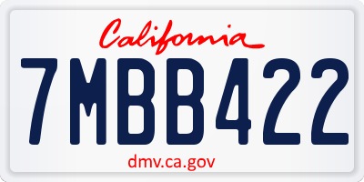 CA license plate 7MBB422