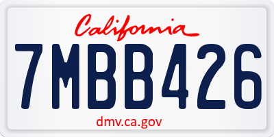 CA license plate 7MBB426