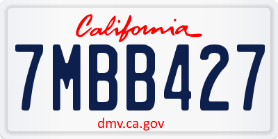 CA license plate 7MBB427