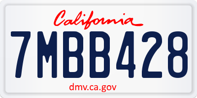 CA license plate 7MBB428