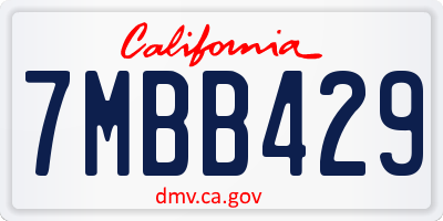 CA license plate 7MBB429
