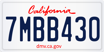 CA license plate 7MBB430