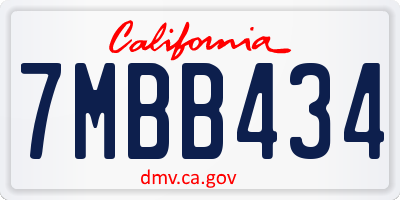 CA license plate 7MBB434