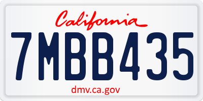 CA license plate 7MBB435