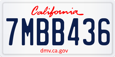 CA license plate 7MBB436