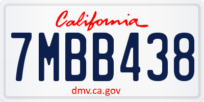 CA license plate 7MBB438