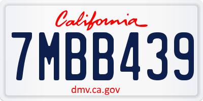 CA license plate 7MBB439