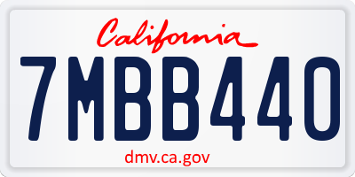 CA license plate 7MBB440
