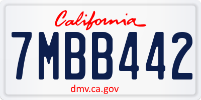 CA license plate 7MBB442
