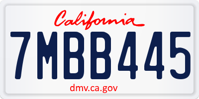 CA license plate 7MBB445