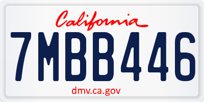 CA license plate 7MBB446