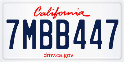 CA license plate 7MBB447
