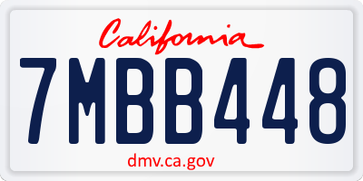 CA license plate 7MBB448