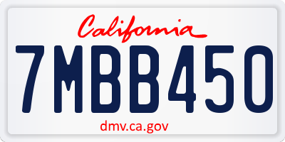 CA license plate 7MBB450