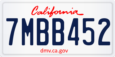 CA license plate 7MBB452