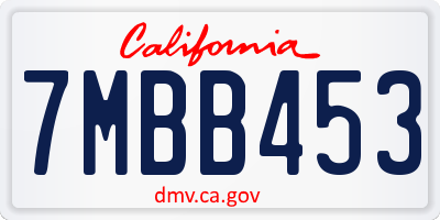 CA license plate 7MBB453