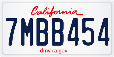 CA license plate 7MBB454