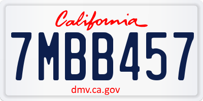 CA license plate 7MBB457