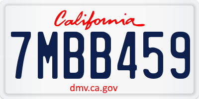 CA license plate 7MBB459