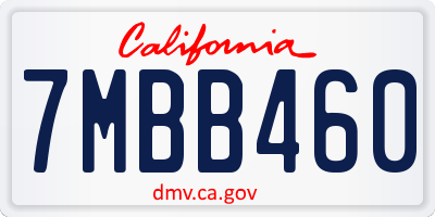 CA license plate 7MBB460