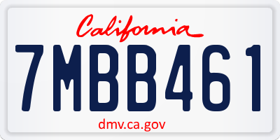 CA license plate 7MBB461