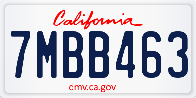 CA license plate 7MBB463