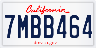 CA license plate 7MBB464