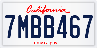 CA license plate 7MBB467