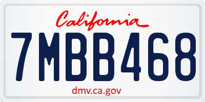 CA license plate 7MBB468