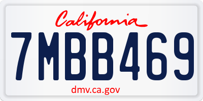 CA license plate 7MBB469
