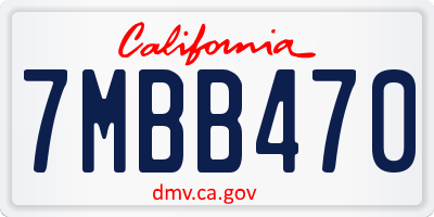 CA license plate 7MBB470