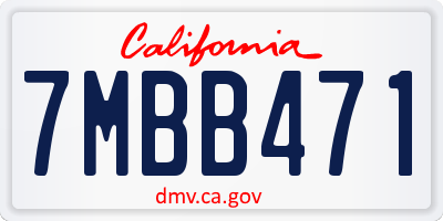 CA license plate 7MBB471