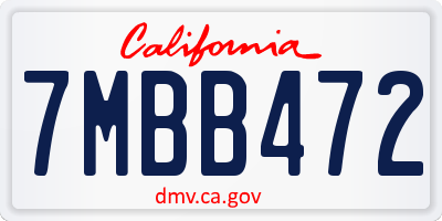 CA license plate 7MBB472