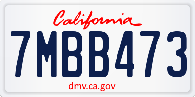 CA license plate 7MBB473