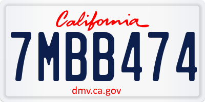 CA license plate 7MBB474