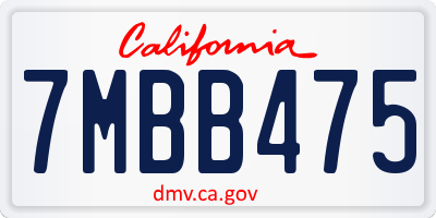 CA license plate 7MBB475