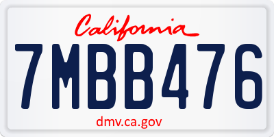 CA license plate 7MBB476