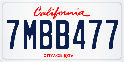 CA license plate 7MBB477