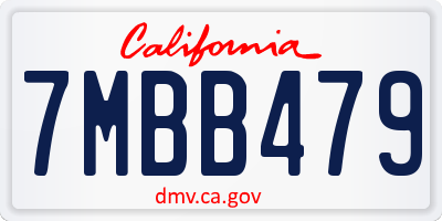 CA license plate 7MBB479