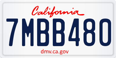 CA license plate 7MBB480
