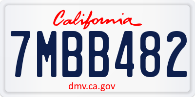 CA license plate 7MBB482