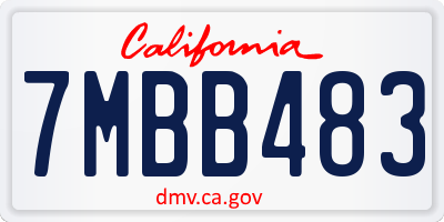CA license plate 7MBB483