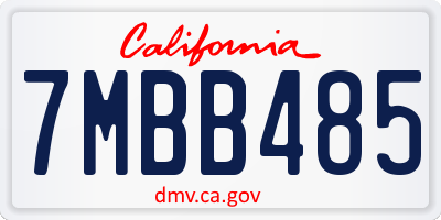 CA license plate 7MBB485