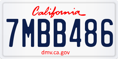 CA license plate 7MBB486
