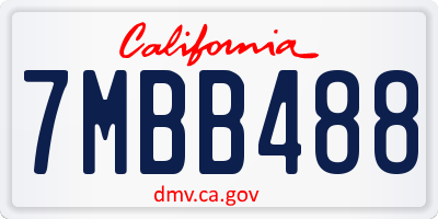 CA license plate 7MBB488