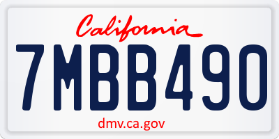 CA license plate 7MBB490