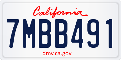 CA license plate 7MBB491