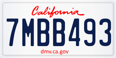 CA license plate 7MBB493