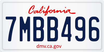 CA license plate 7MBB496